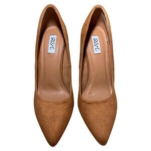 Iris-C Brown Faux Suede Pointed Toe Heels | Size 9M | Block Heel Pumps